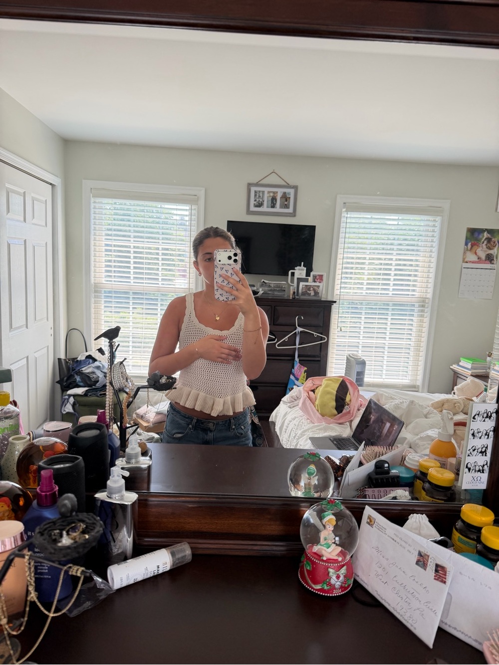 American Eagle Outfitters Cream Crochet Peplum Tank Top